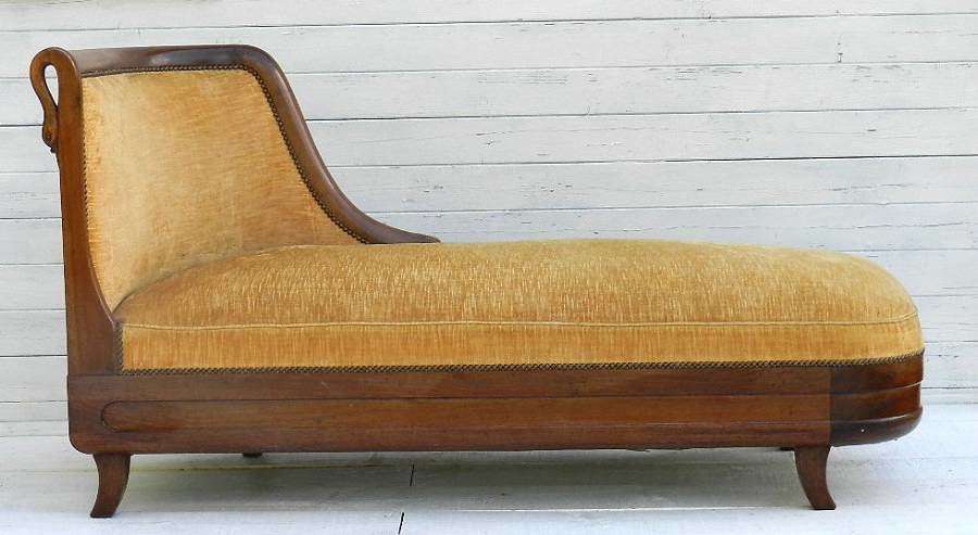 FRENCH EMPIRE SWANS NECK SOFA CHAISE LONGUE DAY BED c1860