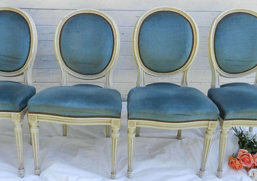 SET of 4 FRENCH VINTAGE LOUIS XVI revival MEDALLION BACK CHAIRS