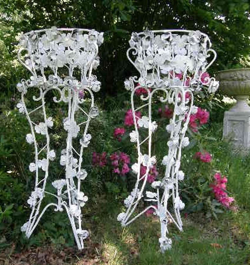 Pair of Wrought Iron Jardiniere Plant Stands