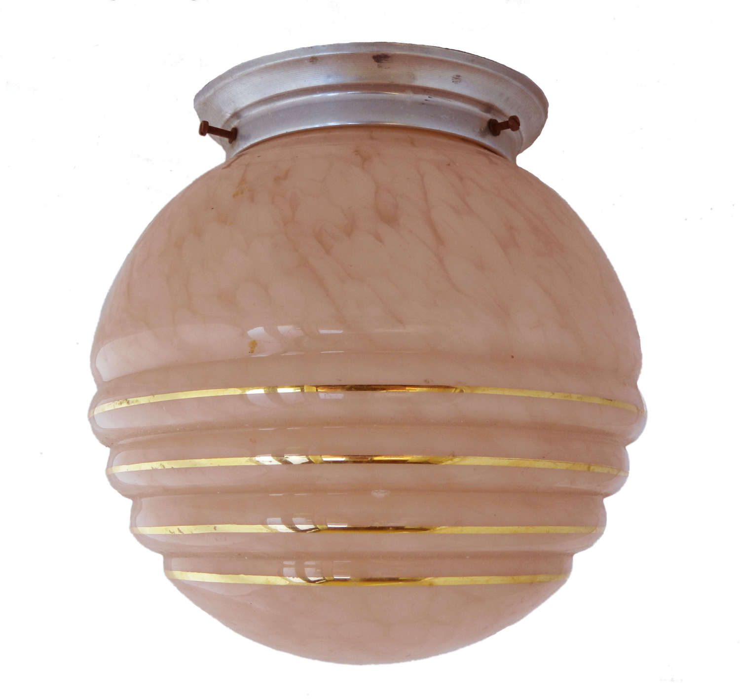 Art Deco Glass Shade Flushmount Light or Side Lamp c1930