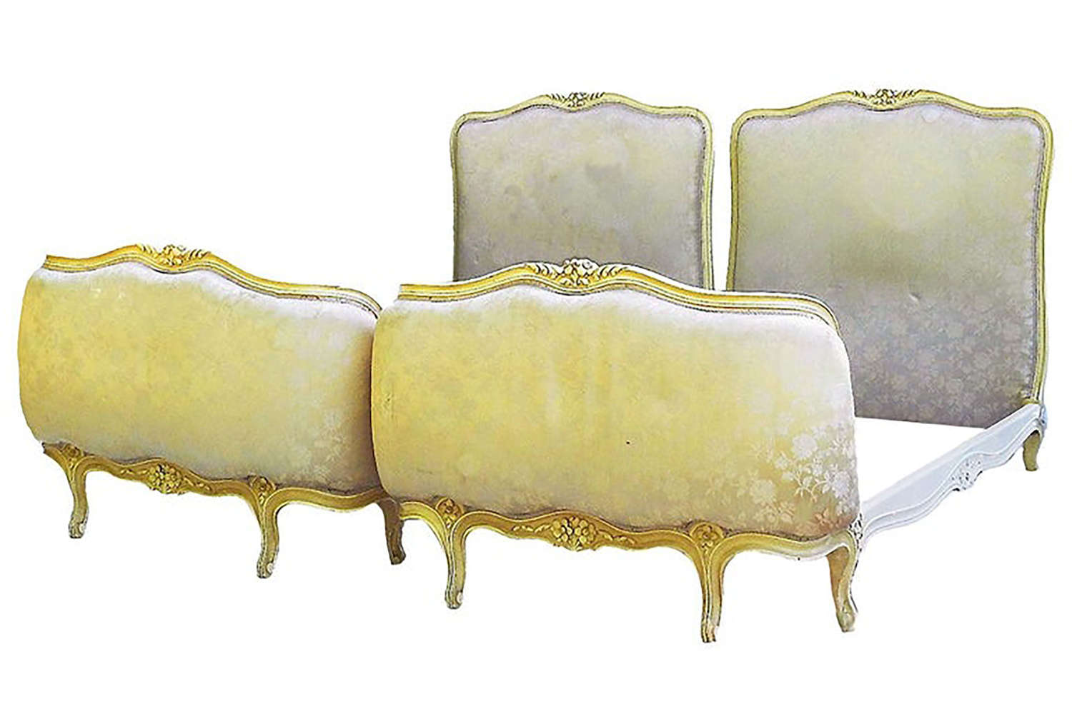 Pair of Twin Beds French Louis XVI Rev Upholstered to Recover