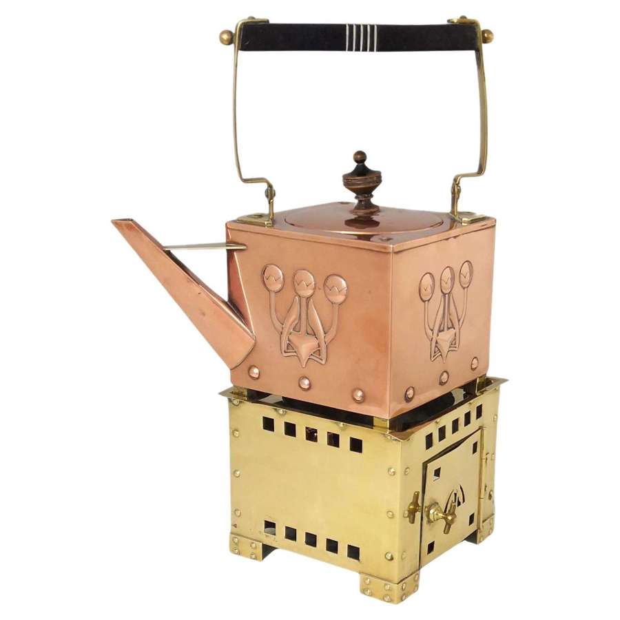 Carl Deffner, Eisslingen Arts & Crafts Decorative Teapot with Burner c1900