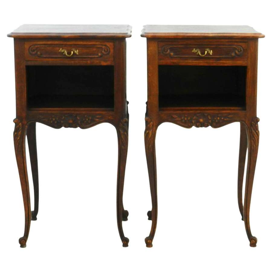 Pair Nightstands Side Cabinets French Bedside Tables Louis Revival Vin