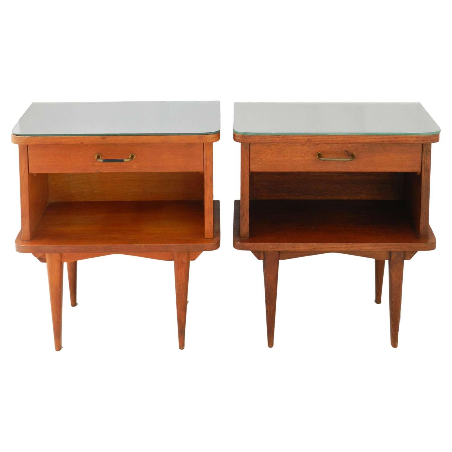 Mid Century Pair Nightstands Side Cabinets French Bedside Tables Mirro