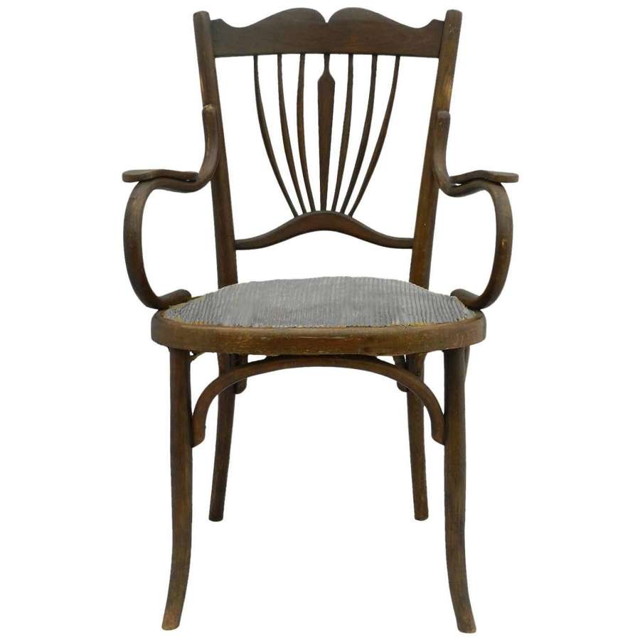 Art Nouveau Bentwood Armchair Includes Refinishing and Recovering, cir