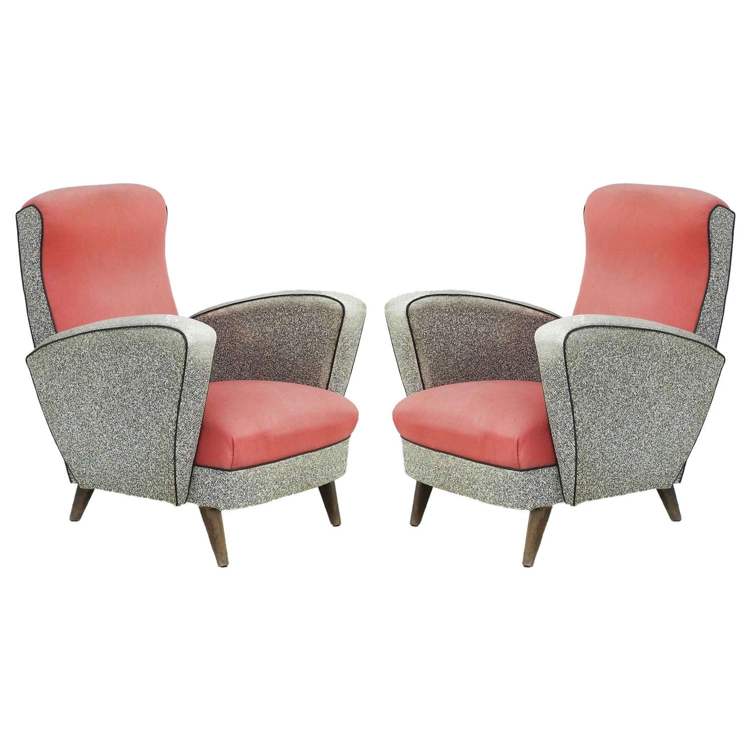 Pair of Midcentury Lounge Chairs Original Condition French Armchairs