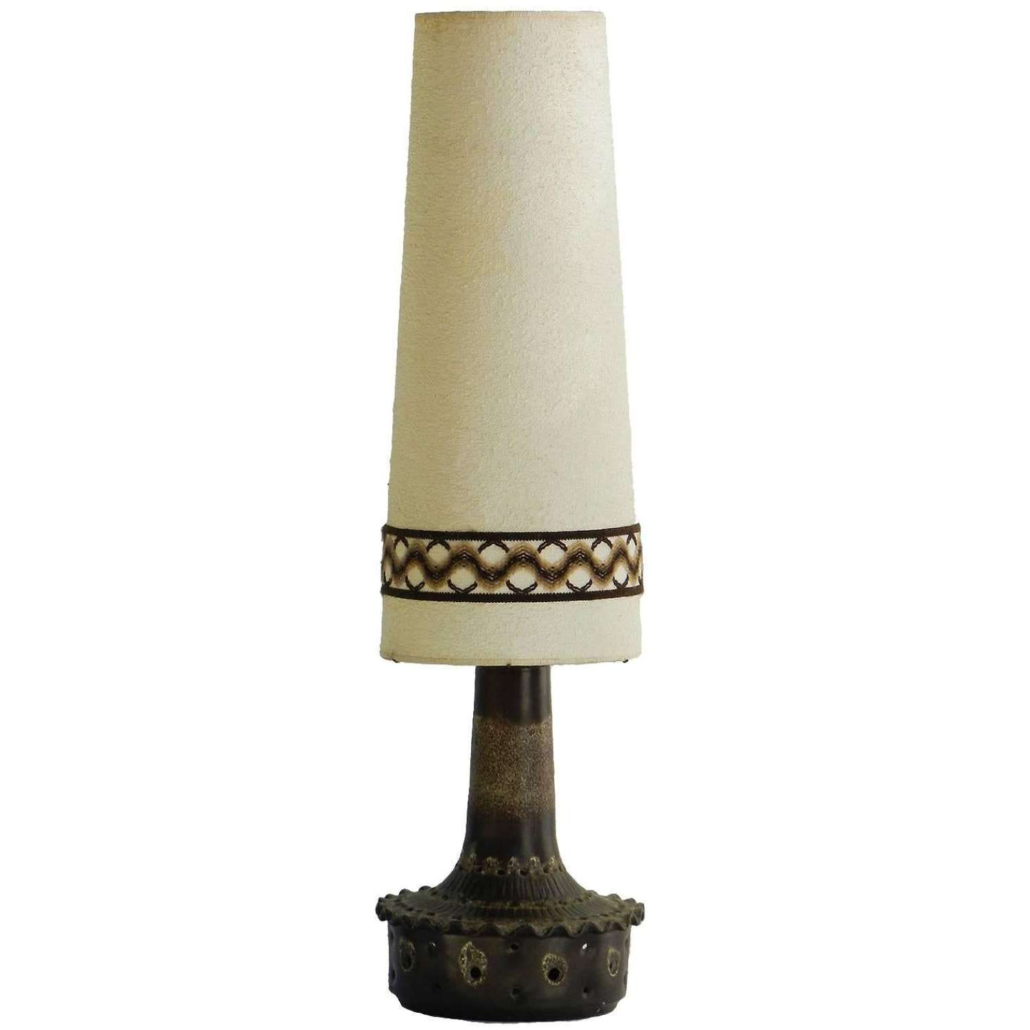 Large Mid-Century German Table Lamp Lava Pottery Floor Light