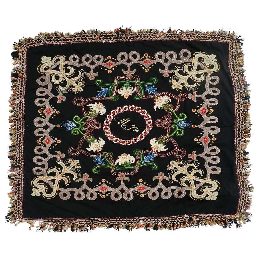 Embroidered Cover Bohemian Hand stitched Throw Wall Hanging Belle Époq