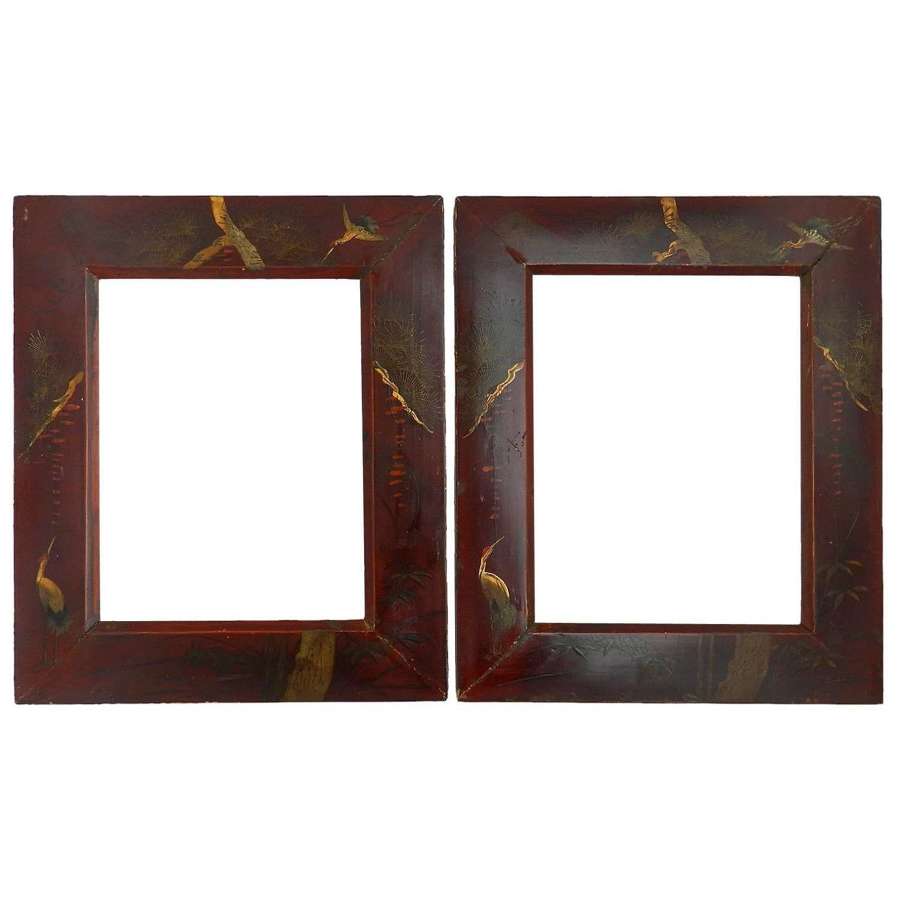 Pair of Picture Frames Chinoiserie Laquer, 20th Century