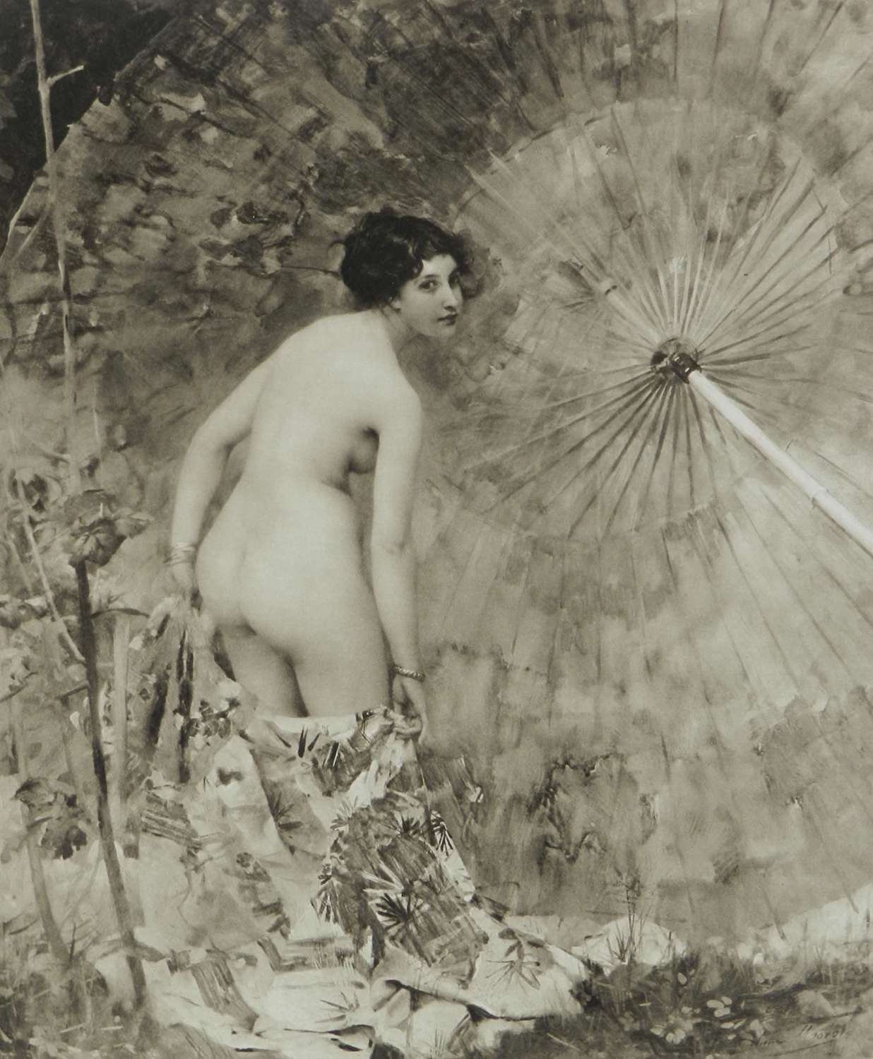 Etude de Femme Bain Nude Signed Aime Morot Engraving c1906 no 309 of 500