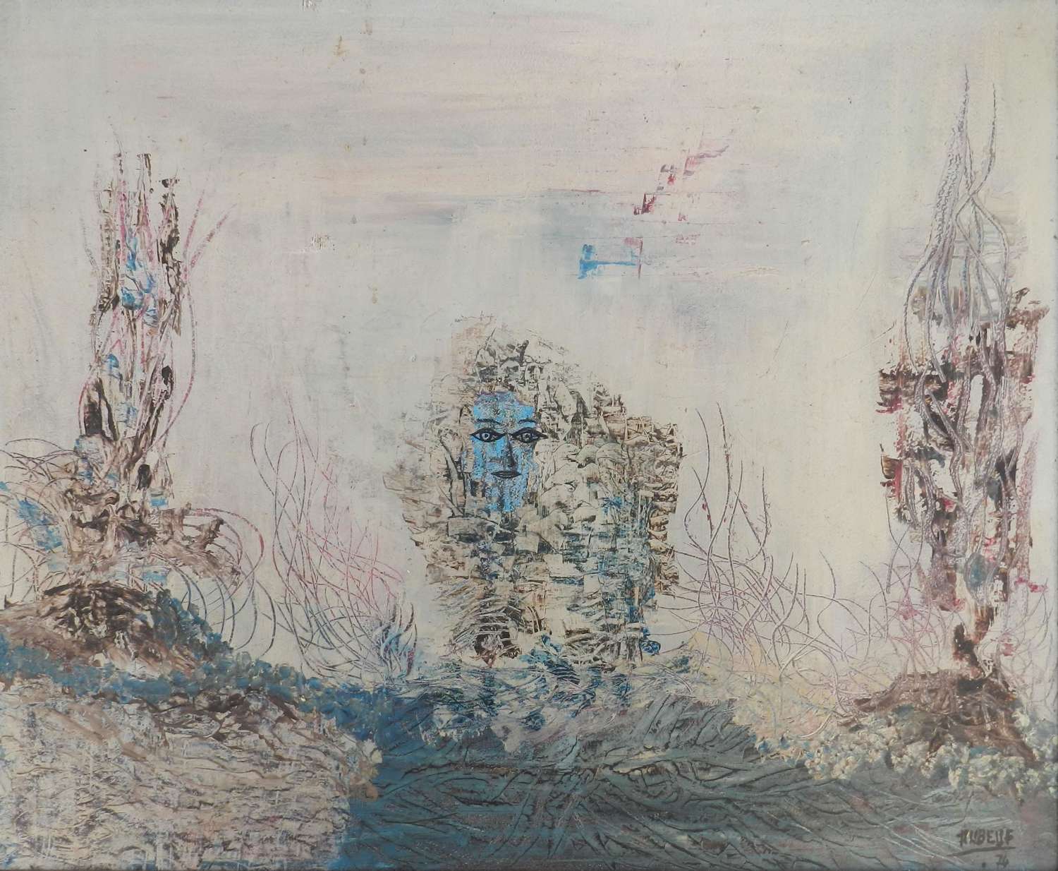 Aquarius by Aubeuf Oil Painting 1974