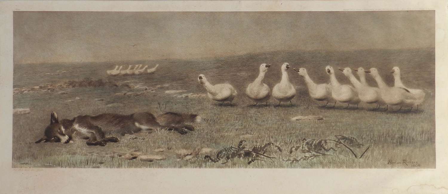The Fox and the Geese by Briton Riviere 1868 Lithograph c1918