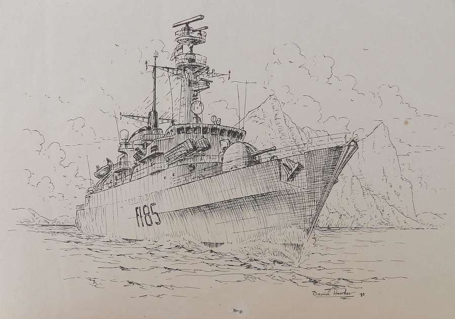 War Ship Painting Ink by David Hawker '80