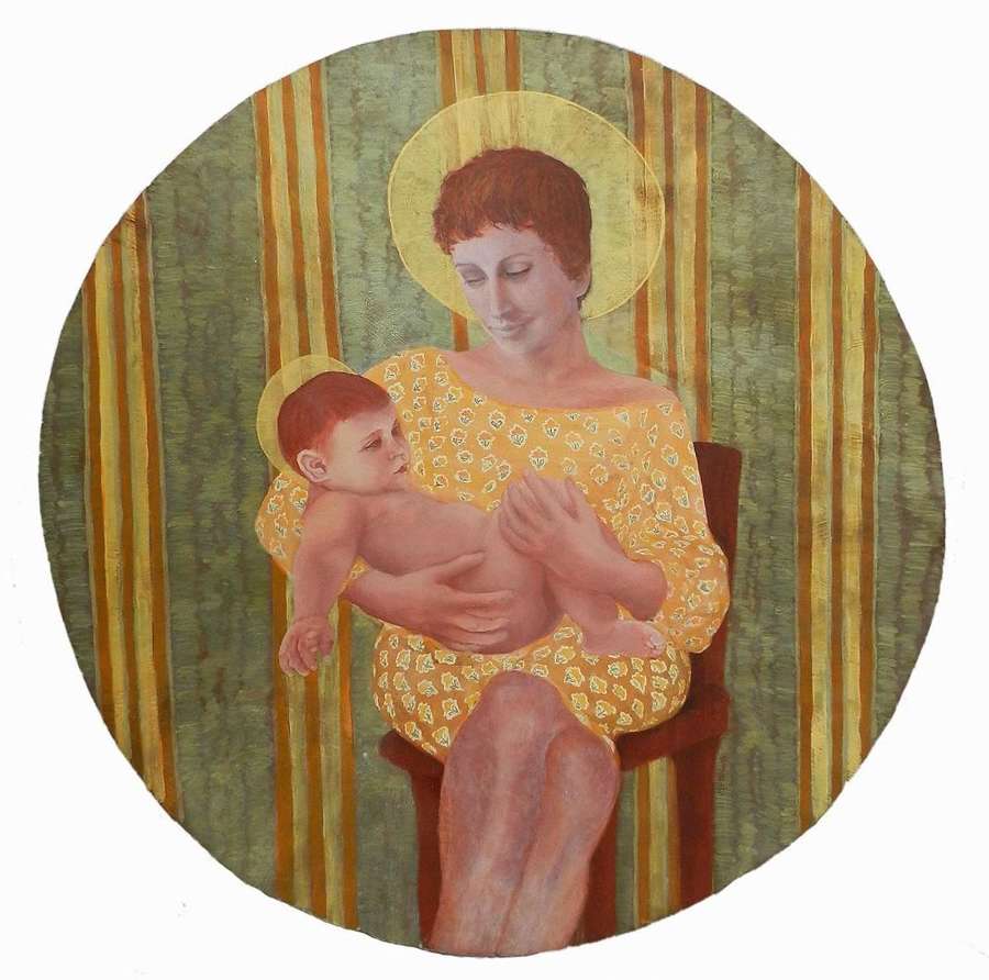 Mother and Child by Perez Petriarte Oil on Board