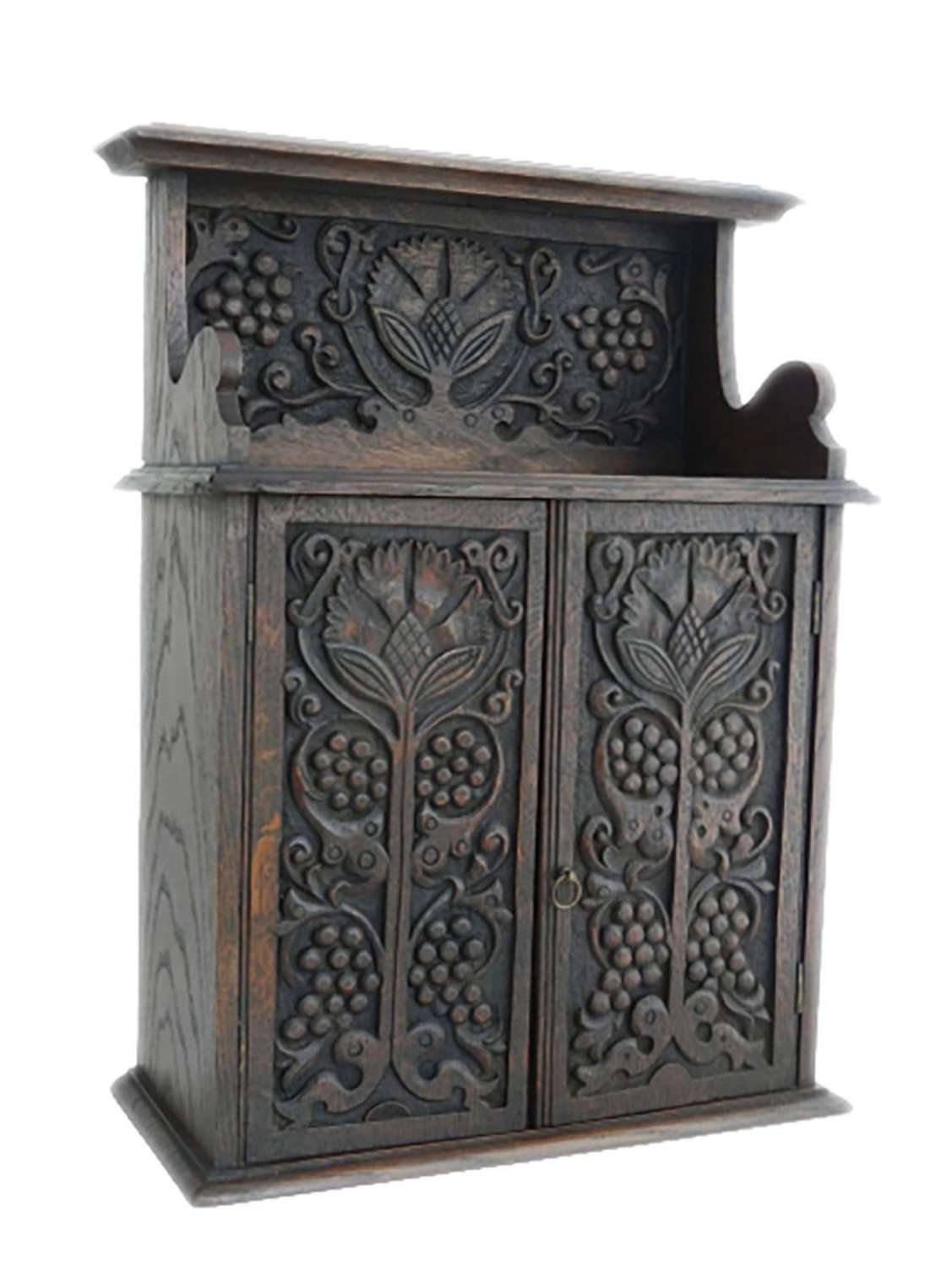 Miniature Cupboard Carved Doors Kitchen Spices c1910