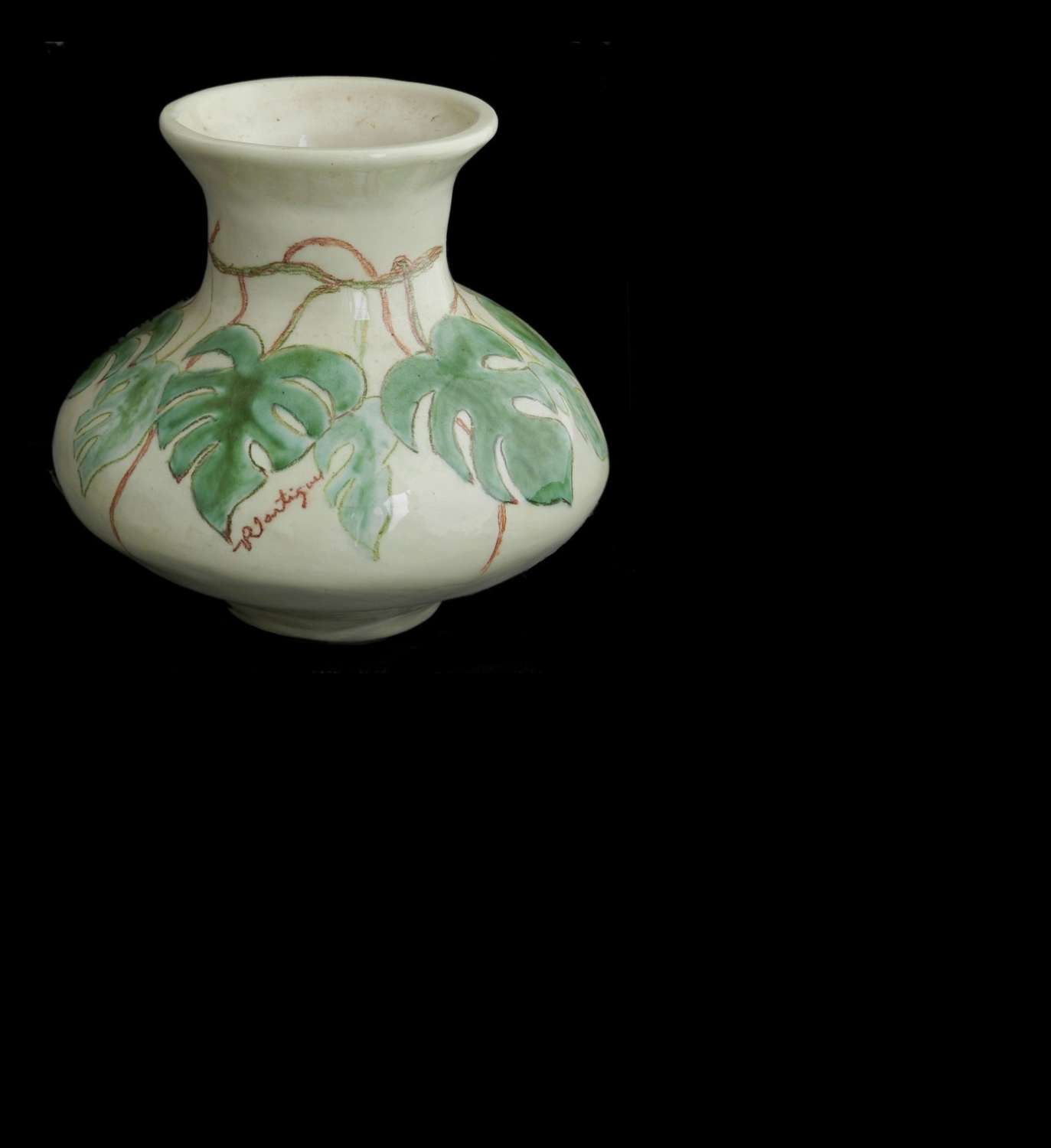 Vintage French Faience Vase Signed by Artist