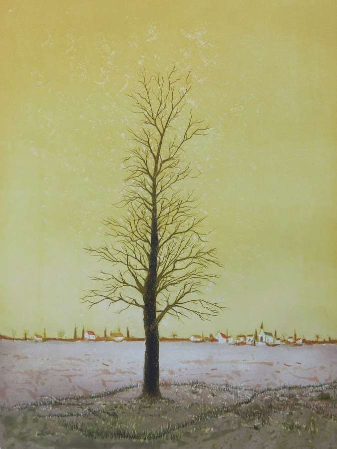 Lithograph Tree Jacques Joachim Jean Rigal Paysage D'Ile