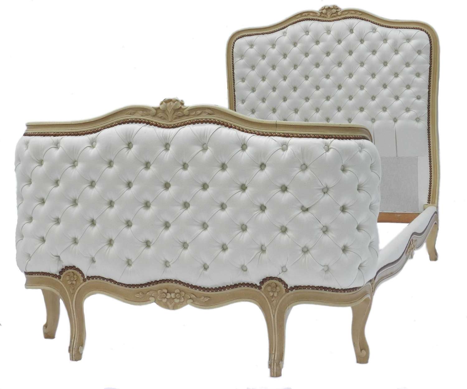 Daybed or Single Bed Upholstered Button Back French early 20th Century